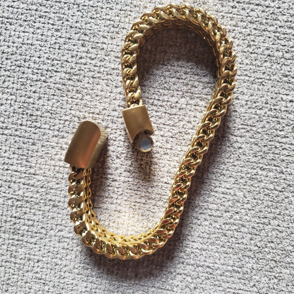 Gold Double Braided Chain Bracelet